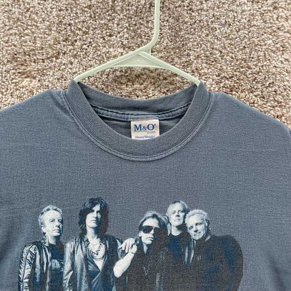 Vintage Aerosmith Shirt Mens Medium Blue Just Push Play Tour 2001 Y2K Cotton - Picture 3 of 13